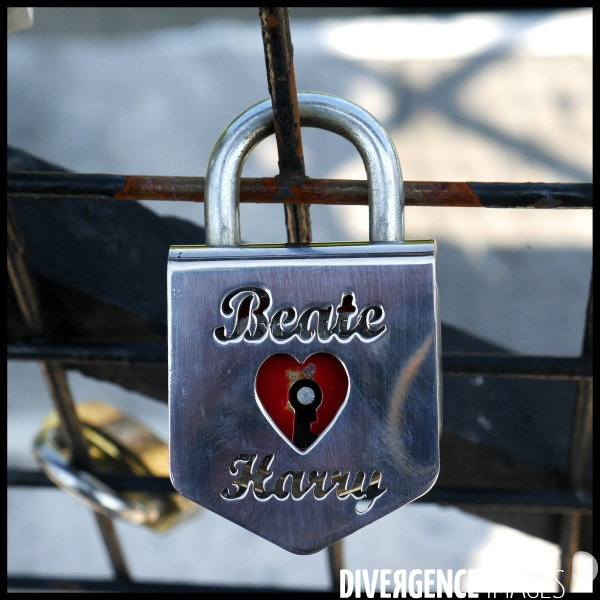 Paris Bridges Prisoner of Love locks. Les Ponts de Paris prisonnier des cadenas d amour.