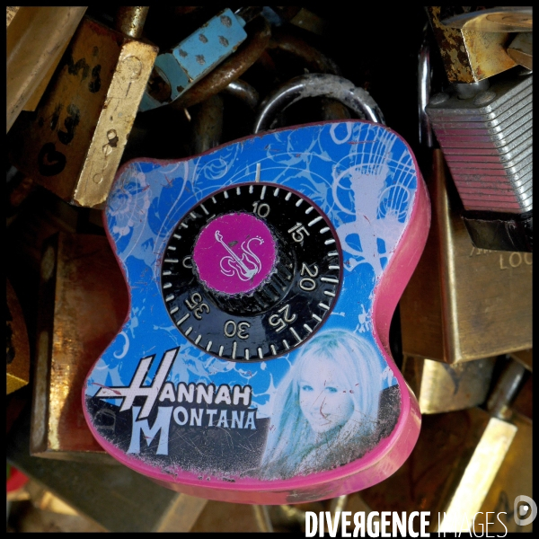 Paris Bridges Prisoner of Love locks. Les Ponts de Paris prisonnier des cadenas d amour.