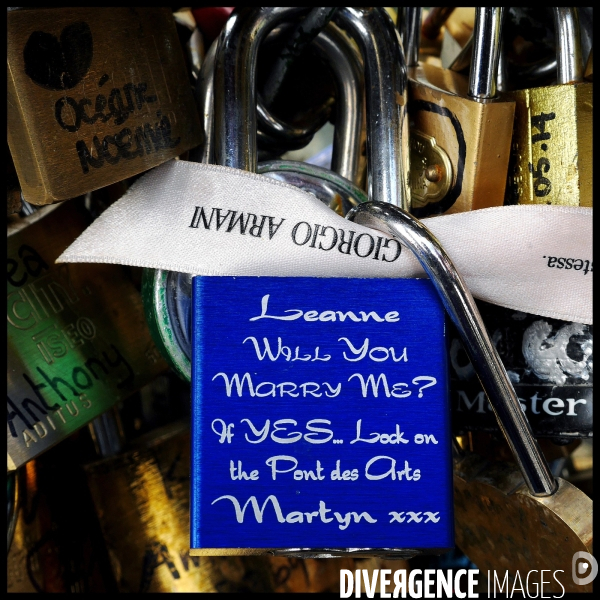 Paris Bridges Prisoner of Love locks. Les Ponts de Paris prisonnier des cadenas d amour.