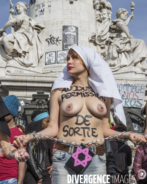 Marche de la  Journee internationale des Droits des Femmes, Paris.