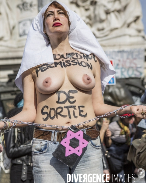 Marche de la  Journee internationale des Droits des Femmes, Paris.