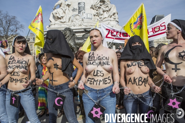 Marche de la  Journee internationale des Droits des Femmes, Paris.