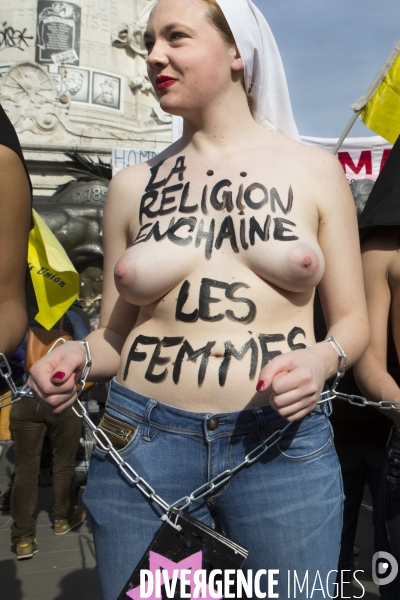 Marche de la  Journee internationale des Droits des Femmes, Paris.