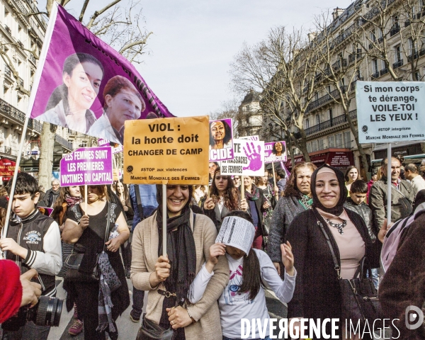 Marche de la  Journee internationale des Droits des Femmes, Paris.