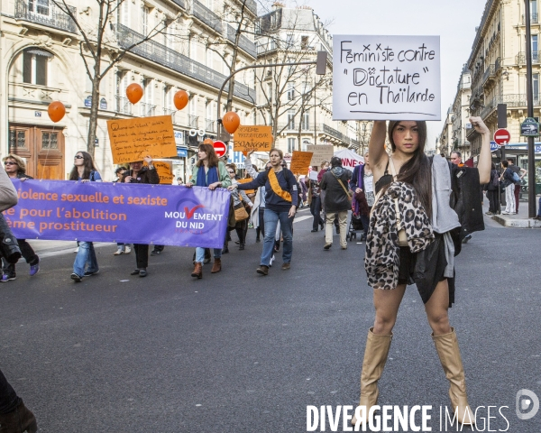 Marche de la  Journee internationale des Droits des Femmes, Paris.