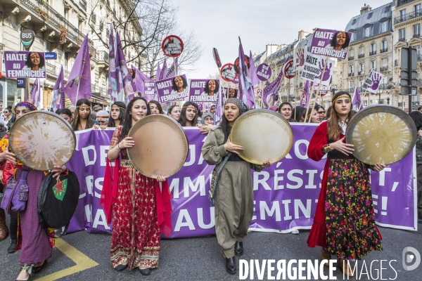 Marche de la  Journee internationale des Droits des Femmes, Paris.