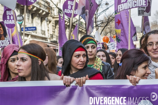 Marche de la  Journee internationale des Droits des Femmes, Paris.