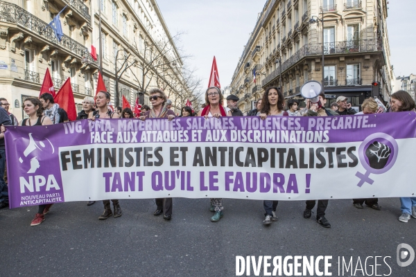 Marche de la  Journee internationale des Droits des Femmes, Paris.