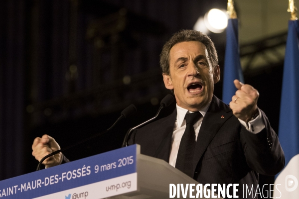 Nicolas SARKOZY en campagne pour soutenir les candidats aux élections départementales à Saint-Maur-des-Fossés