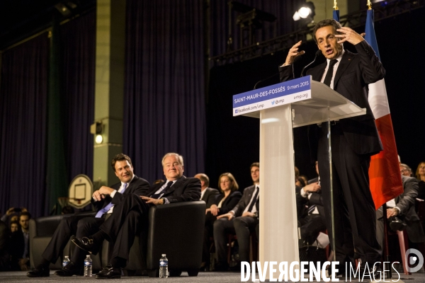 Nicolas SARKOZY en campagne pour soutenir les candidats aux élections départementales à Saint-Maur-des-Fossés