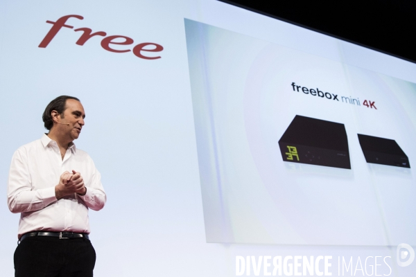 Xavier NIEL le vice-Président fondateur d ILIAD présente la nouvelle Freebox mini 4K.