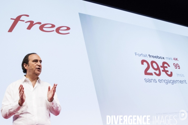 Xavier NIEL le vice-Président fondateur d ILIAD présente la nouvelle Freebox mini 4K.