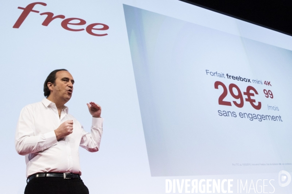 Xavier NIEL le vice-Président fondateur d ILIAD présente la nouvelle Freebox mini 4K.