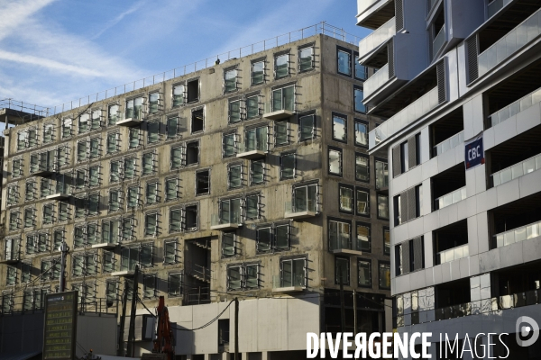 Porte de Clichy, Paris, chantier du nouveau Palais de Justice, de la station de metro, chantier d habitations aux abords