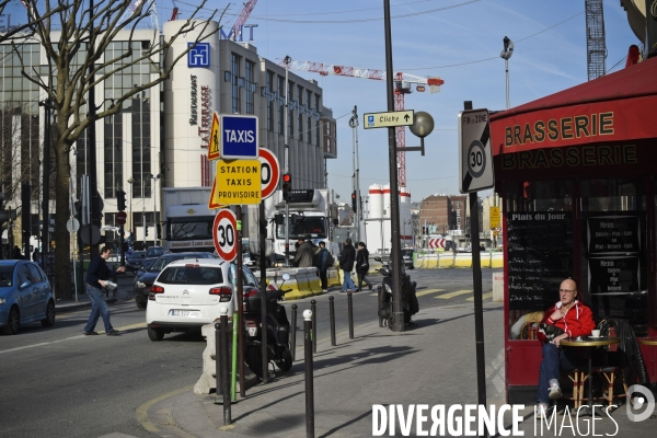 Porte de Clichy, Paris, chantier du nouveau Palais de Justice, de la station de metro, chantier d habitations aux abords