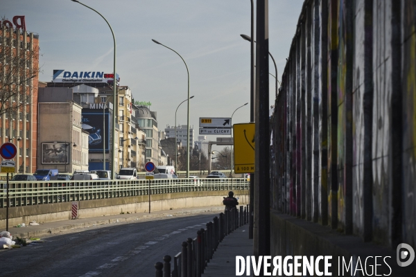 Porte de Clichy, Paris, chantier du nouveau Palais de Justice, de la station de metro, chantier d habitations aux abords