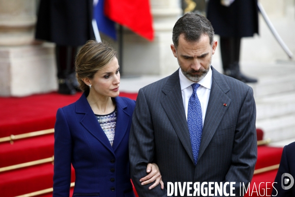 Visite d Etat du Roi FELIPE VI et de la reine LETIZIA en France, interrompue par le crash de l Airbus de Germanwings près de Barcelonette