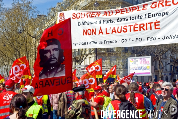 Manifestation contre les reformes du gouvernement, la loi Macron, et contre l austerite
