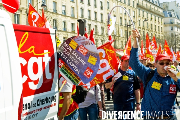 Manifestation contre les reformes du gouvernement, la loi Macron, et contre l austerite