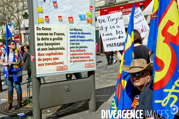 Manifestation contre les reformes du gouvernement, la loi Macron, et contre l austerite