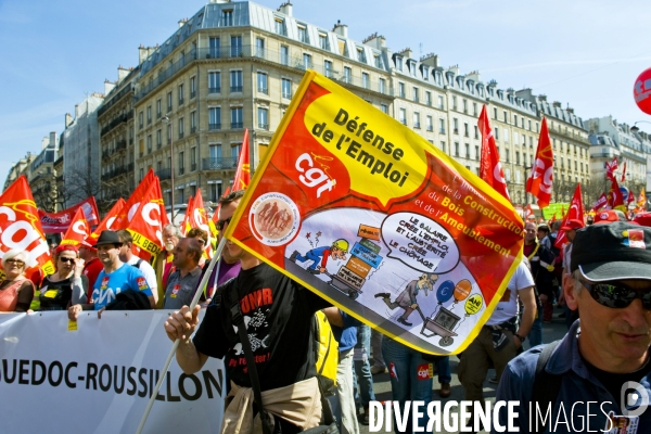 Manifestation contre les reformes du gouvernement, la loi Macron, et contre l austerite