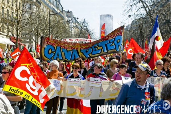 Manifestation contre les reformes du gouvernement, la loi Macron, et contre l austerite