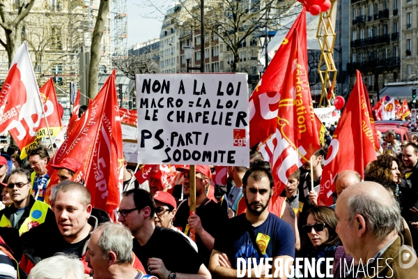 Manifestation contre les reformes du gouvernement, la loi Macron, et contre l austerite