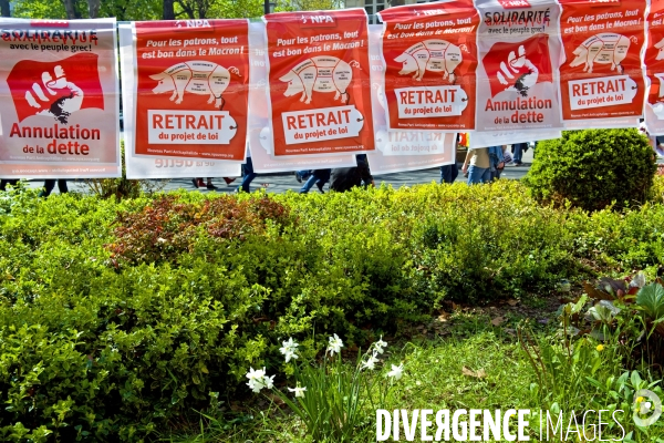 Manifestation contre les reformes du gouvernement, la loi Macron, et contre l austerite