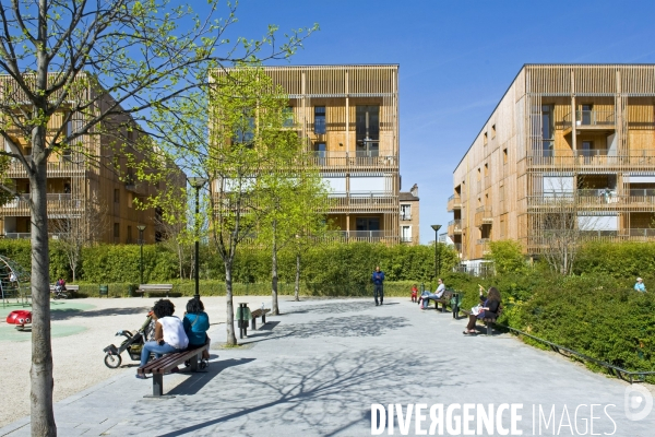 Illustration Avril 2015.Aubervilliers.39 logements collectifs neufs  a ossature bois concus sur le mode des villas urbaines