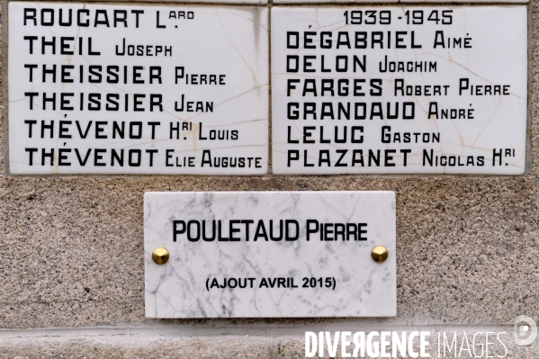 Inscription au monument au mort de Tarnac du soldat Pierre POULETAUD