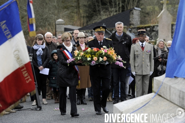 Inscription au monument au mort de Tarnac du soldat Pierre POULETAUD