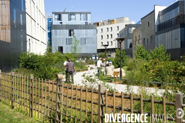 L  ecoquartier Frequel-Fontarabie dans le 20 eme arrondissement de Paris, premier label national ecoquartier