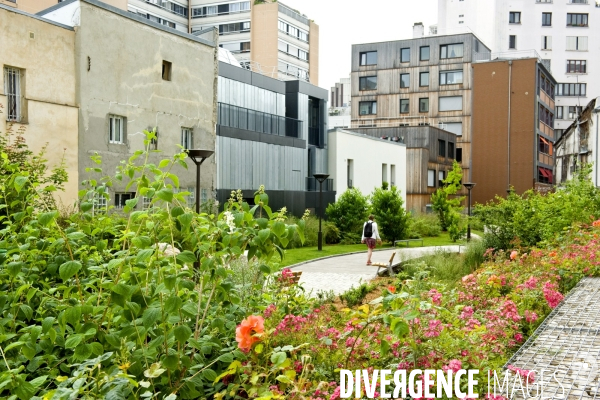 L  ecoquartier Frequel-Fontarabie dans le 20 eme arrondissement de Paris, premier label national ecoquartier