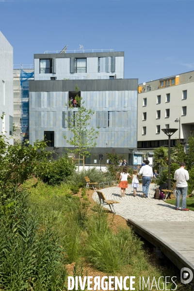 L  ecoquartier Frequel-Fontarabie dans le 20 eme arrondissement de Paris, premier label national ecoquartier