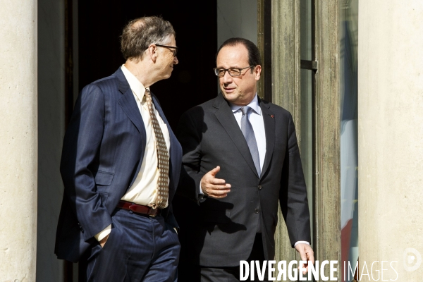 Le milliardaire fondateur de microsoft Bill GATES reçu au Palais de l Elysée par le président François HOLLANDE.
