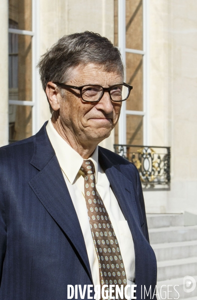 Le milliardaire fondateur de microsoft Bill GATES reçu au Palais de l Elysée par le président François HOLLANDE.