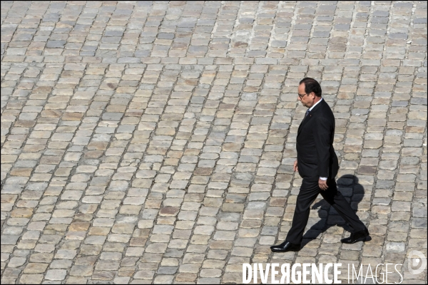 Le Président de la République François HOLLANDE préside une cérémonie à l Hôtel National des Invalides.