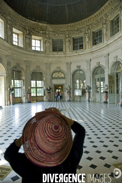 Archives Juin 2015.Au chateau de Vaux le vicomte une touriste photographie le salon oval.