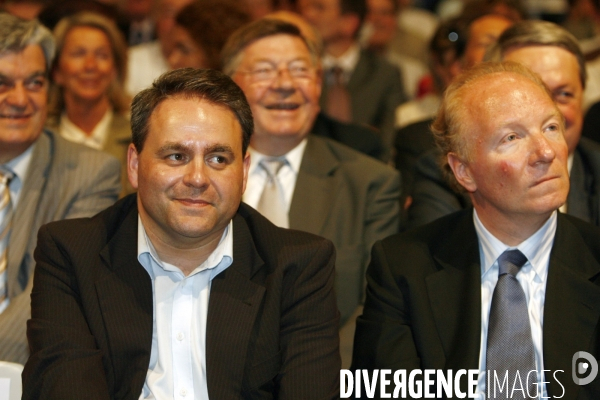 Nicolas sarkozy: meeting a rouen avec le depute-maire pierre albertini(udf) et co-organisateur de la campagne de francois bayrou