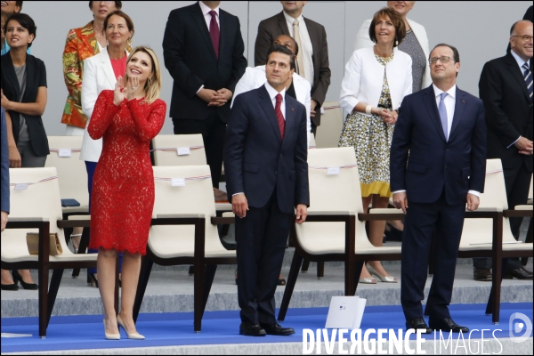 Cérémonie et défilé du 14 juillet 2015 dont l invité d honneur est le président de la république mexicaine, Enrique Pena Nieto et son épouse Angelica Rivera.