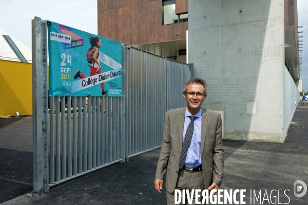 Illustration Aout 2015.Stephane Troussel, president du conseil departemental de la Seine Saint Denis Au nouveau college Didier Daurat