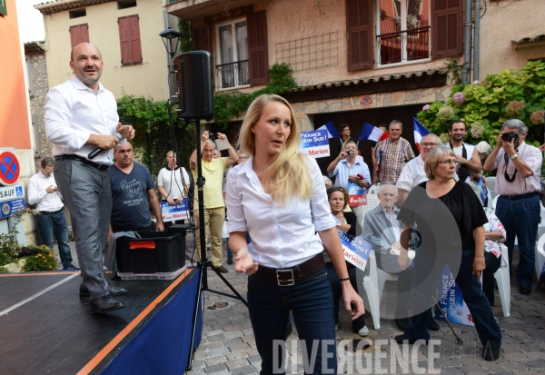 Marion Maréchal Le Pen et Olivier Bettati dans le village de Gattières, près #Nice06 Campagne élections régionales 2015.