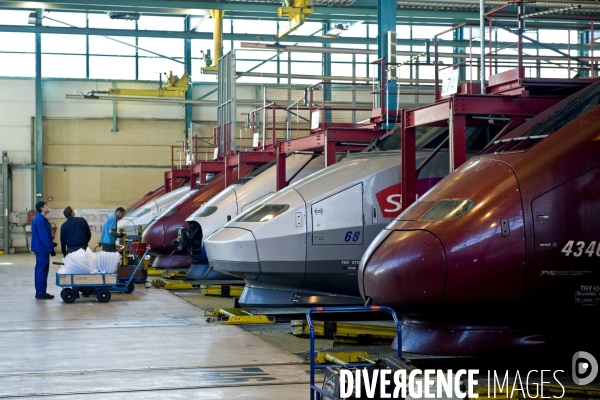 Le Technicentre SNCF Le Landy.Site de maintenance des rames TGV nord,TER,Thalys,Eurostar,Corail