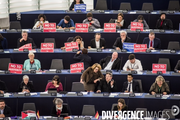 Francois Hollande et Angela Merkel au Parlement Européen
