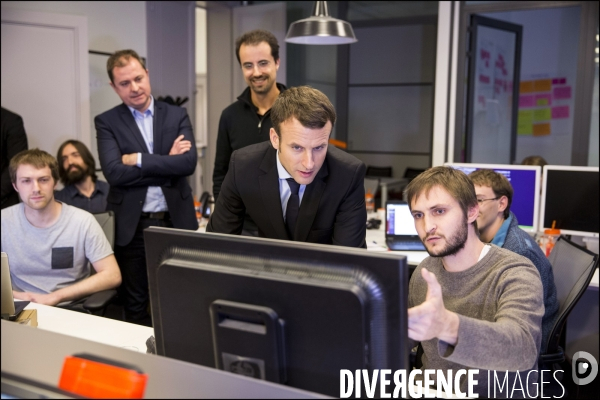 Emmanuel MACRON, le Ministre de l Économie, de l Industrie et du Numérique visite les locaux du site   Leboncoin.fr    dans le cadre du projet de loi  #NOE (Nouvelles Opportunités Economiques)