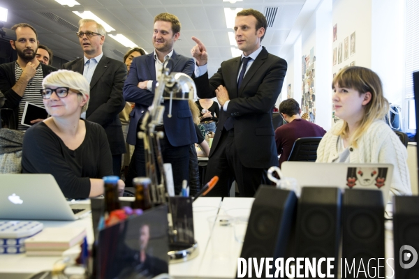 Emmanuel MACRON, le Ministre de l Économie, de l Industrie et du Numérique visite les locaux de DEEZER dans le cadre du projet de loi  #NOE (Nouvelles Opportunités Economiques)