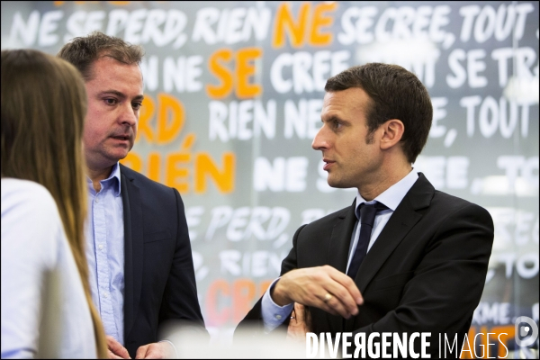 Emmanuel MACRON, le Ministre de l Économie, de l Industrie et du Numérique visite les locaux du site   Leboncoin.fr    dans le cadre du projet de loi  #NOE (Nouvelles Opportunités Economiques)