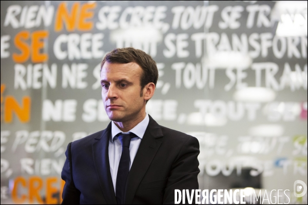 Emmanuel MACRON, le Ministre de l Économie, de l Industrie et du Numérique visite les locaux du site   Leboncoin.fr    dans le cadre du projet de loi  #NOE (Nouvelles Opportunités Economiques)