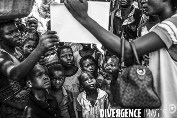 Refugees from car just arrived in the unhcr bili camp, in north congo drc.