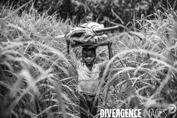 Refugees from car just arrived in the unhcr bili camp, in north congo drc.